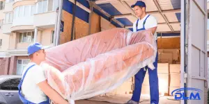 Furniture freight being loaded for interstate delivery by DLM Removals and Storage