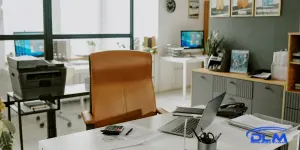 DLM team installing office furniture and workstations for a business